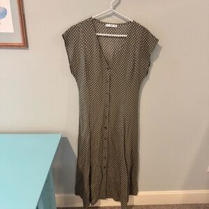Mango Olive Polka Dot Dress